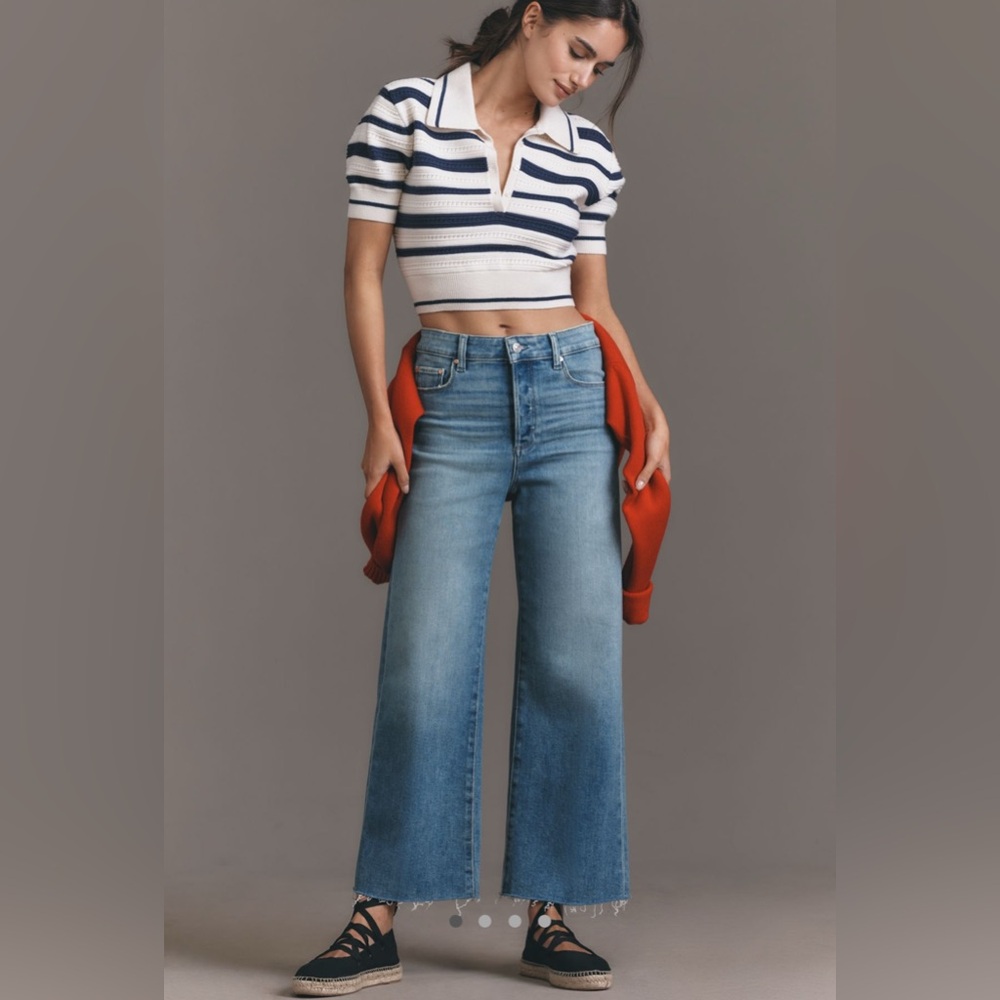 NWT Anthropologie Paige Anessa High-Rise Wide-Leg Crop Jeans 31